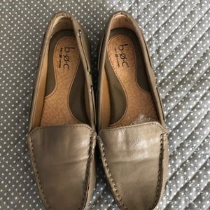 Taupe leather loafers